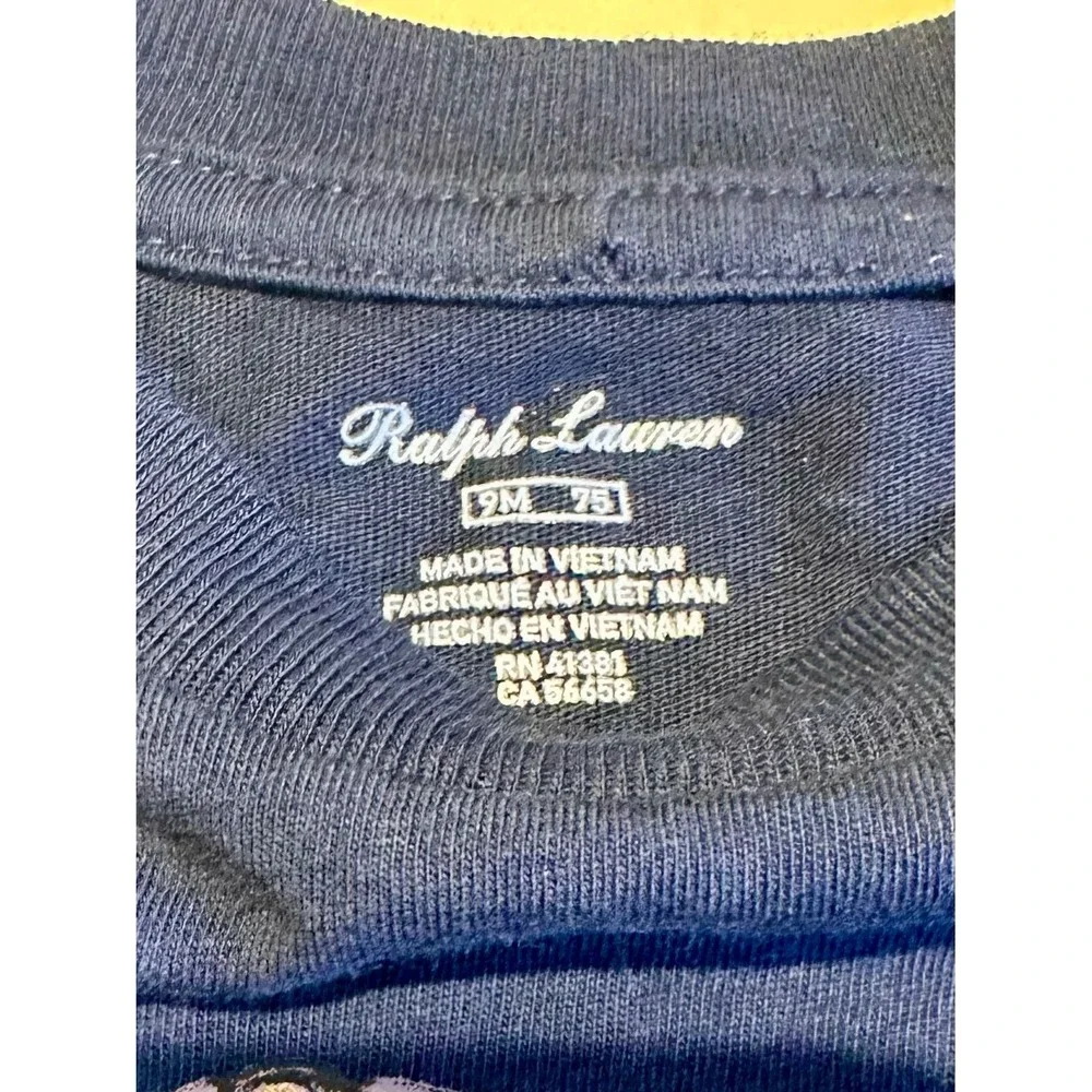 Polo Bear by‎ Ralph Lauren Baby Toddler Shirt Nautical Navy Blue 9M Sailor